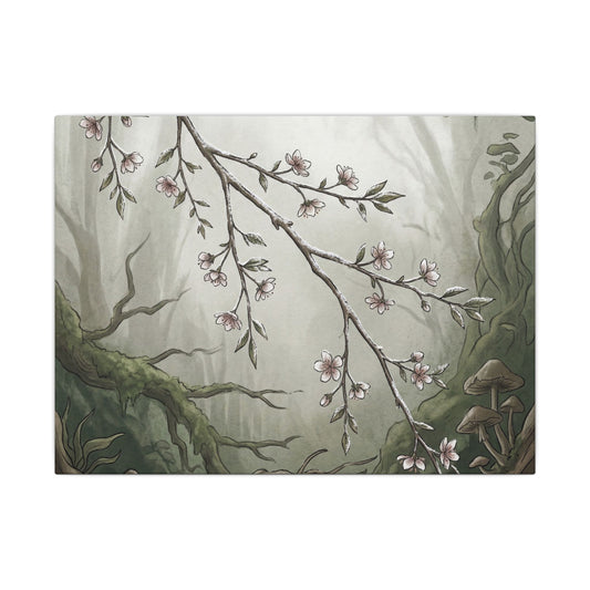 Overcast Cherry Blossom Canvas Art - Cottagecore Ma Art Print