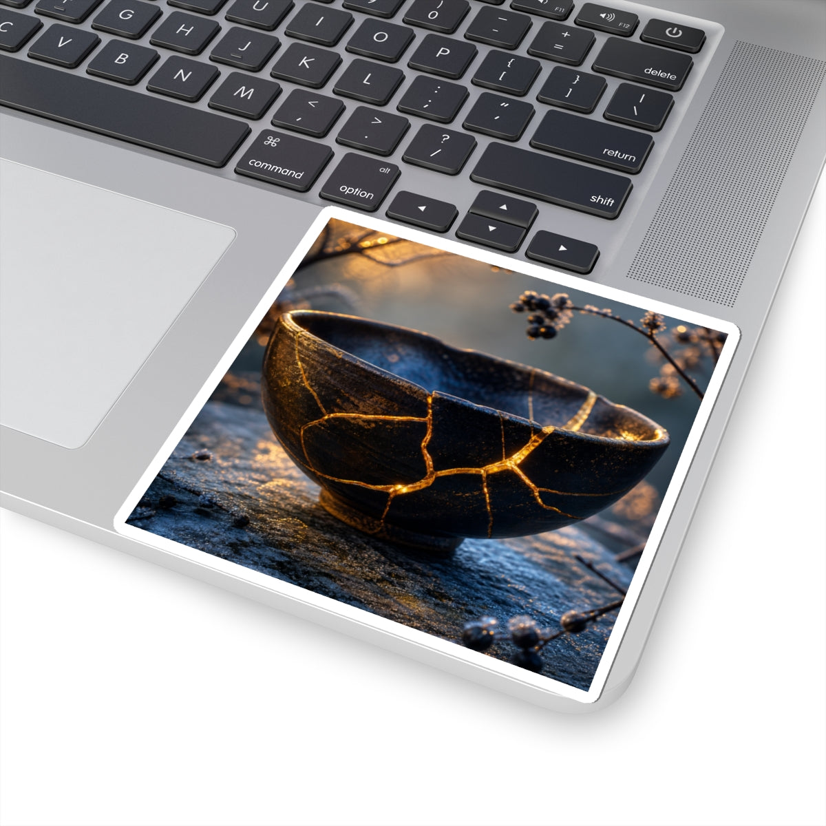 Kintsugi Ceramic Bowl in Golden Hour | Gold Repair Sticker