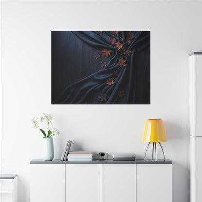 Silk Drape Autumn Canvas Art | Dark Japandi Sophisticated Design