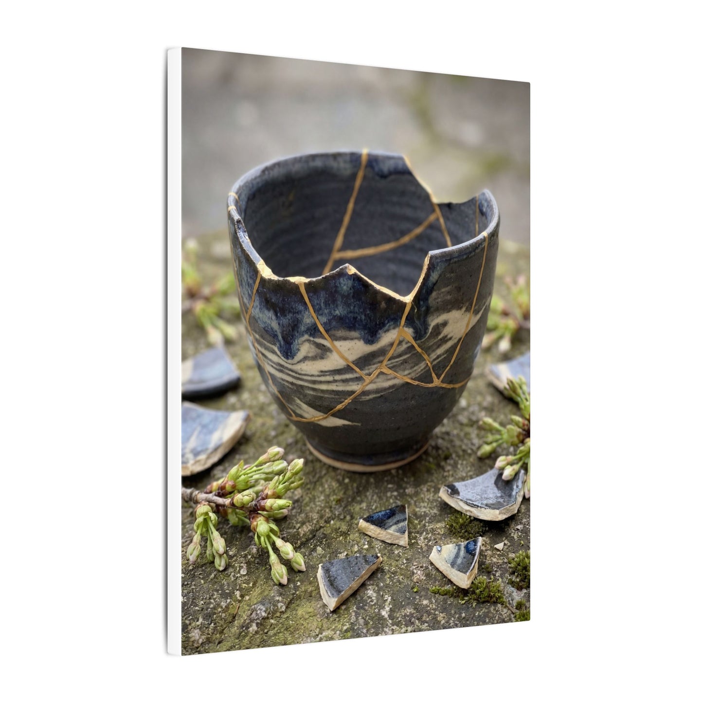 Datsuzoku Ceramic Bowl Canvas Art - Kintsugi Gold Repair