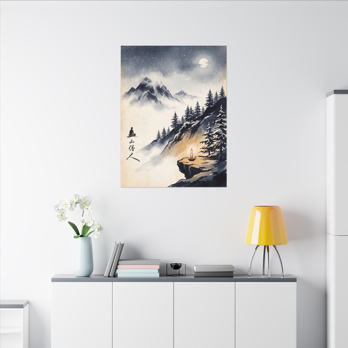 Mountain Mist Canvas Art | Winter Zen Ukiyo E Inspired Art