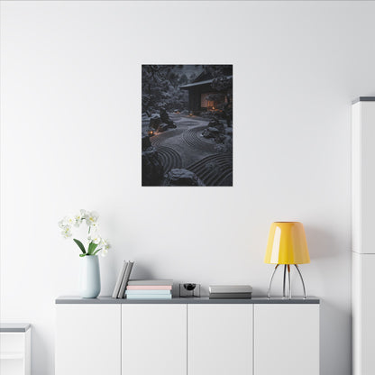 Candlelight Rock Garden Canvas Art - Dark Japandi Fukinsei