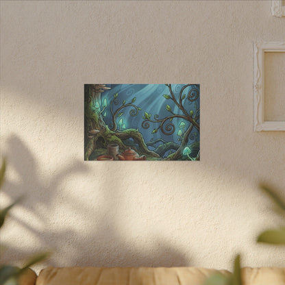 Spring Tea Ceremony Forest Whimsy Canvas Art | Cozy Decor