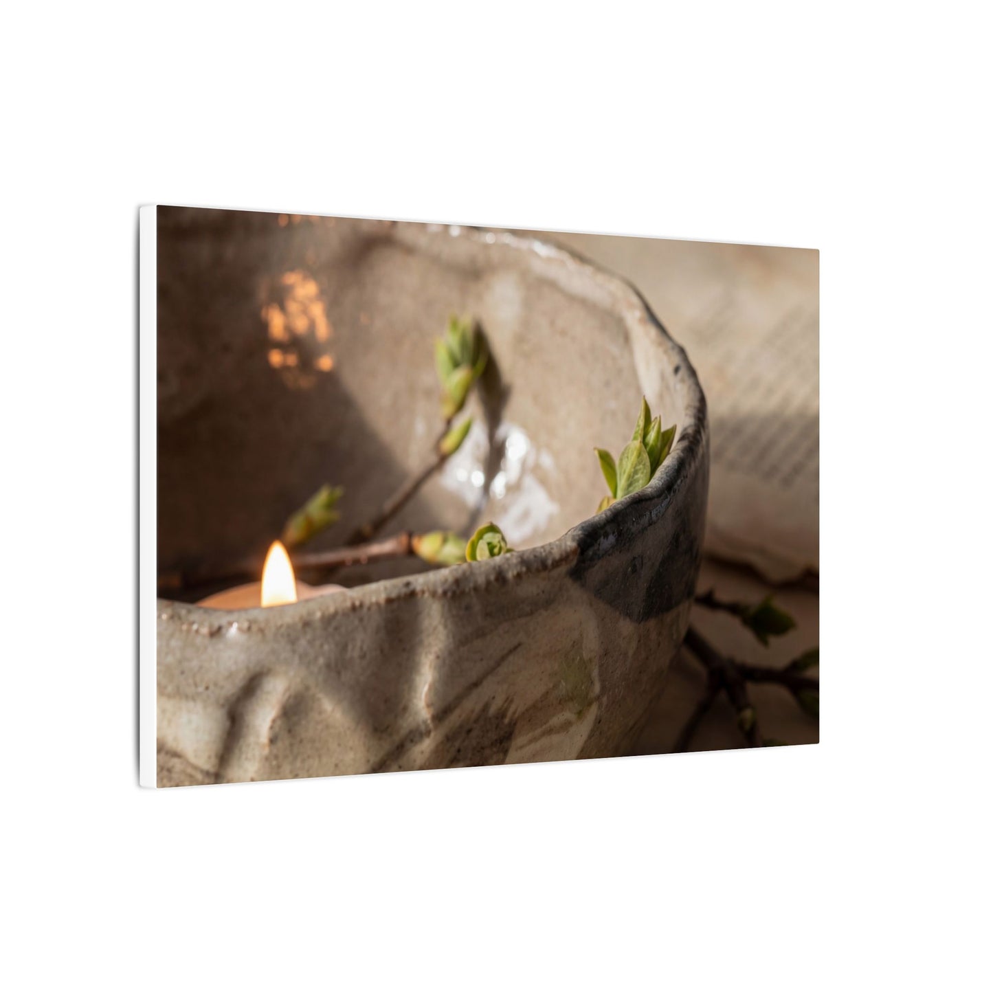 Candlelight Ceramic Bowl Canvas Art - Japandi Ma