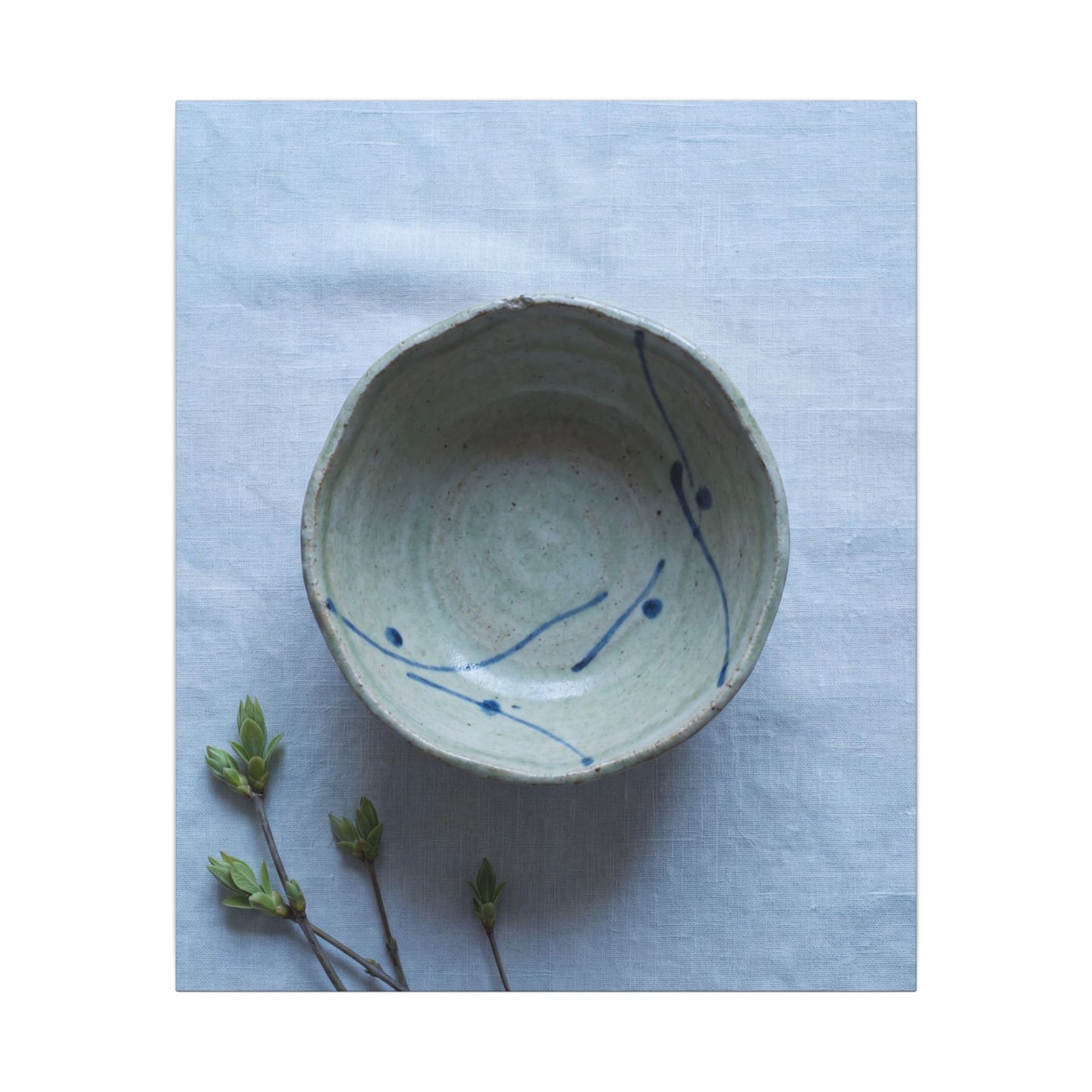 Spring Ceramic Bowl Minimal Line Canvas Art | Warm Decor