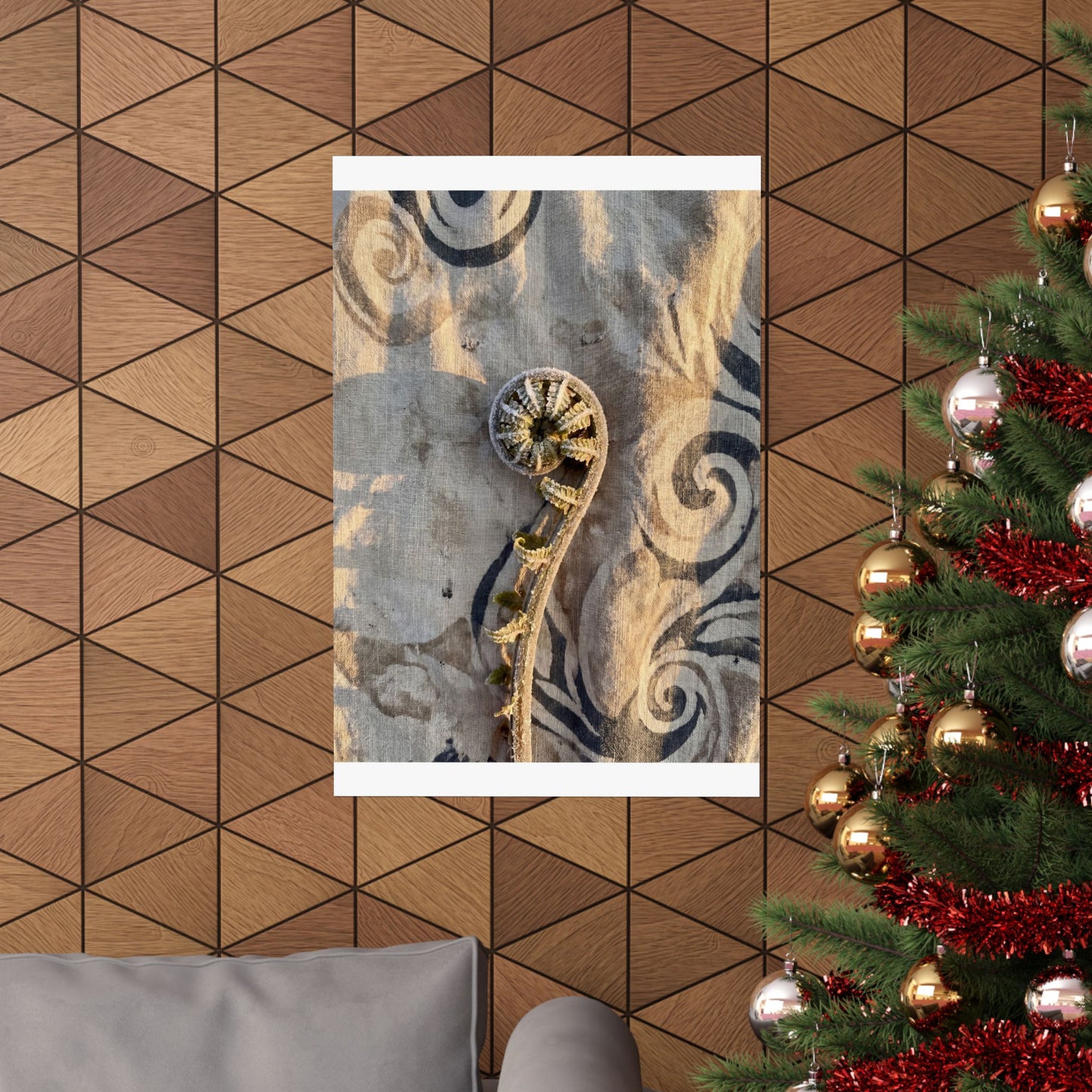 Fern Unfurling Winter Wall Art Print | Japandi Warm Design