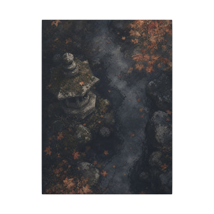Stone Lantern Canvas Art | Autumn Japandi Texture Art