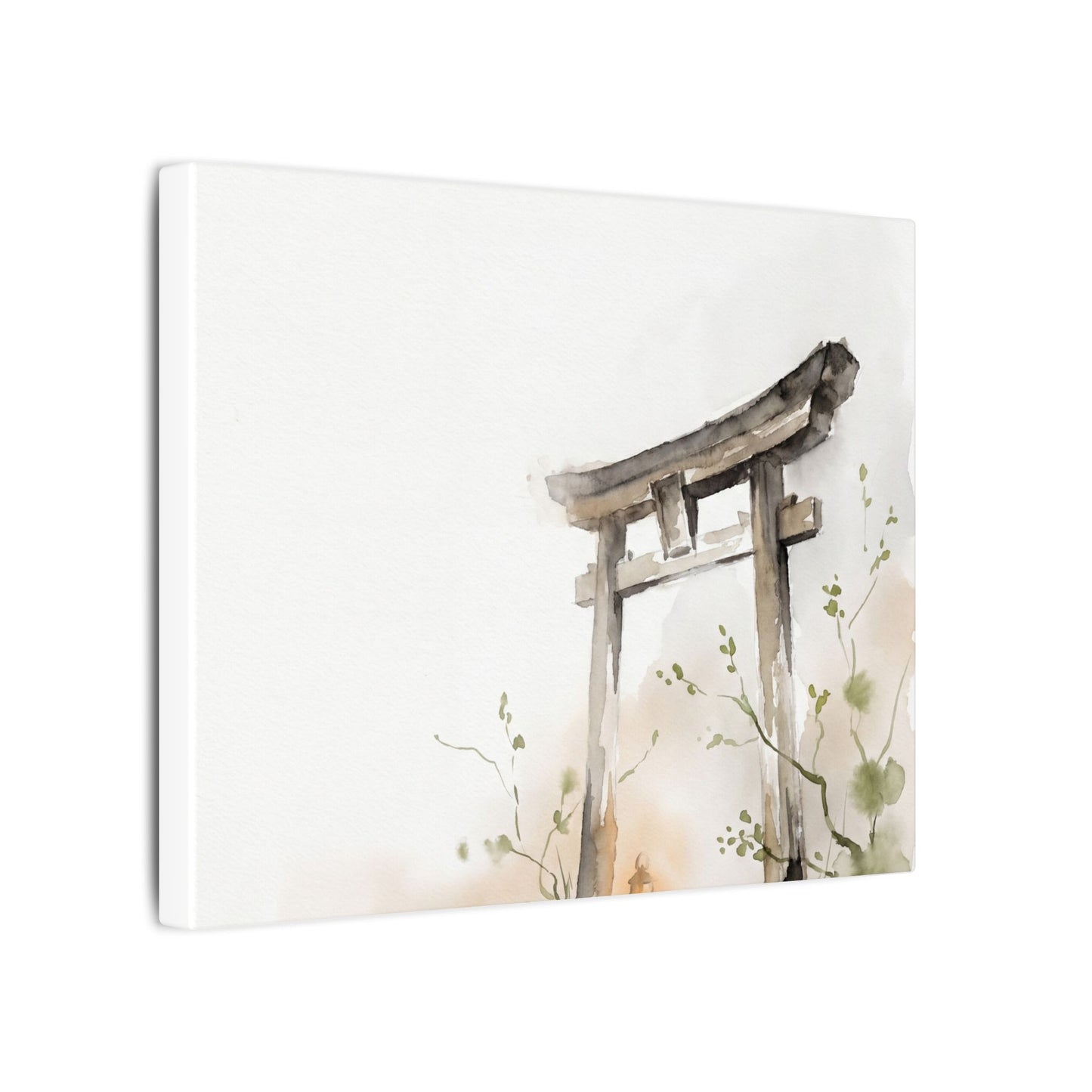 Fukinsei Torii Gate Canvas Art - Japandi Watercolor