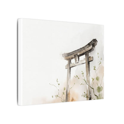 Fukinsei Torii Gate Canvas Art - Japandi Watercolor