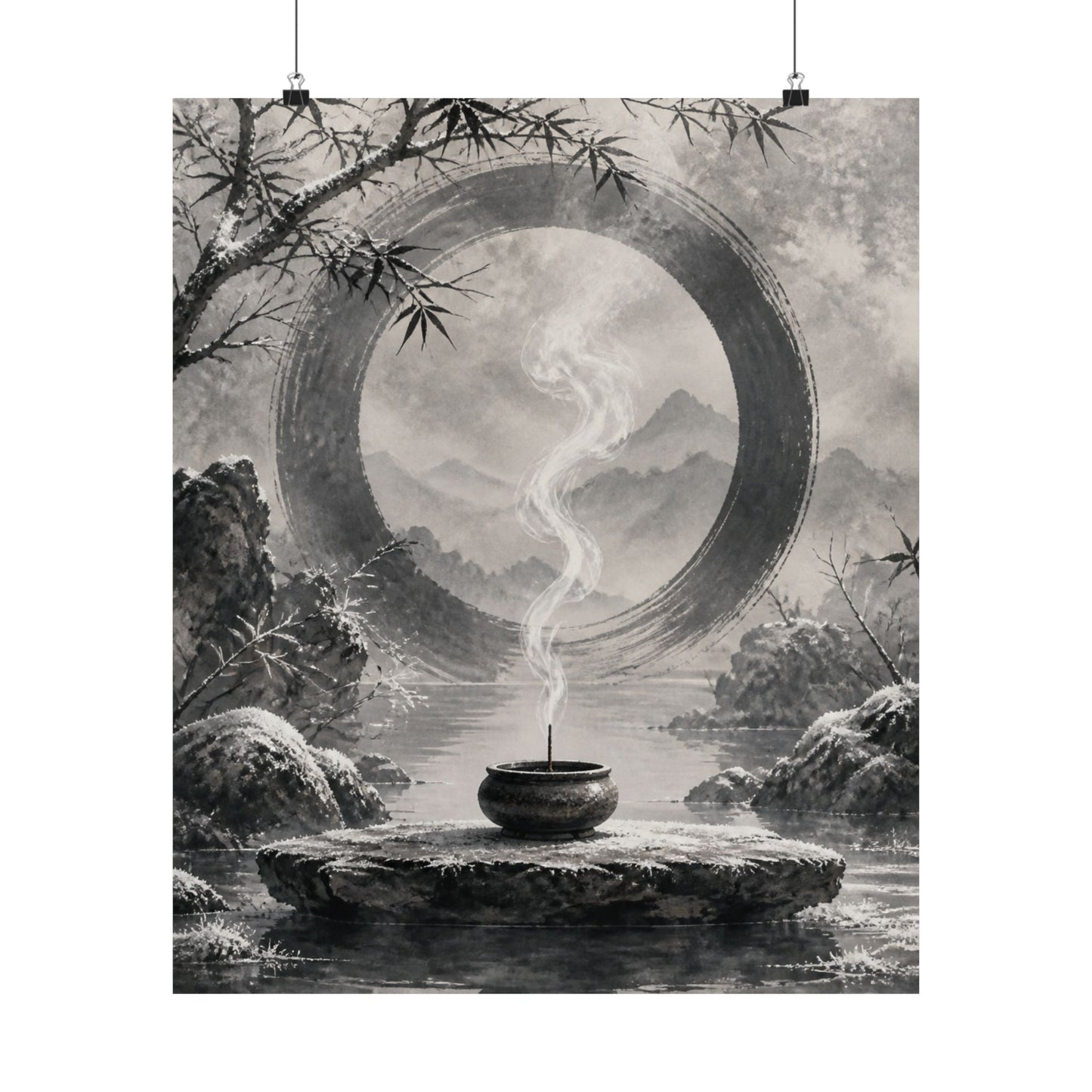Dappled Incense Smoke Wall Art Print - Zen Seijaku