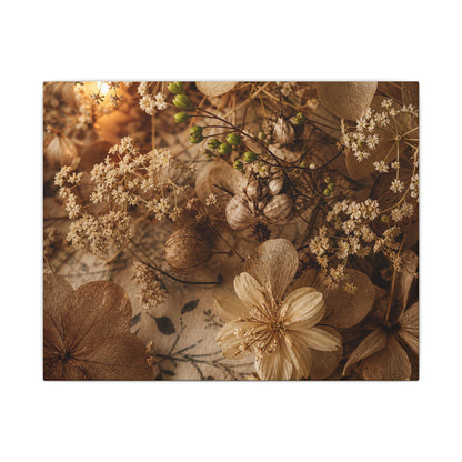 Spring Dried Flowers Japanese Pattern Canvas Art | Earthy Decor
