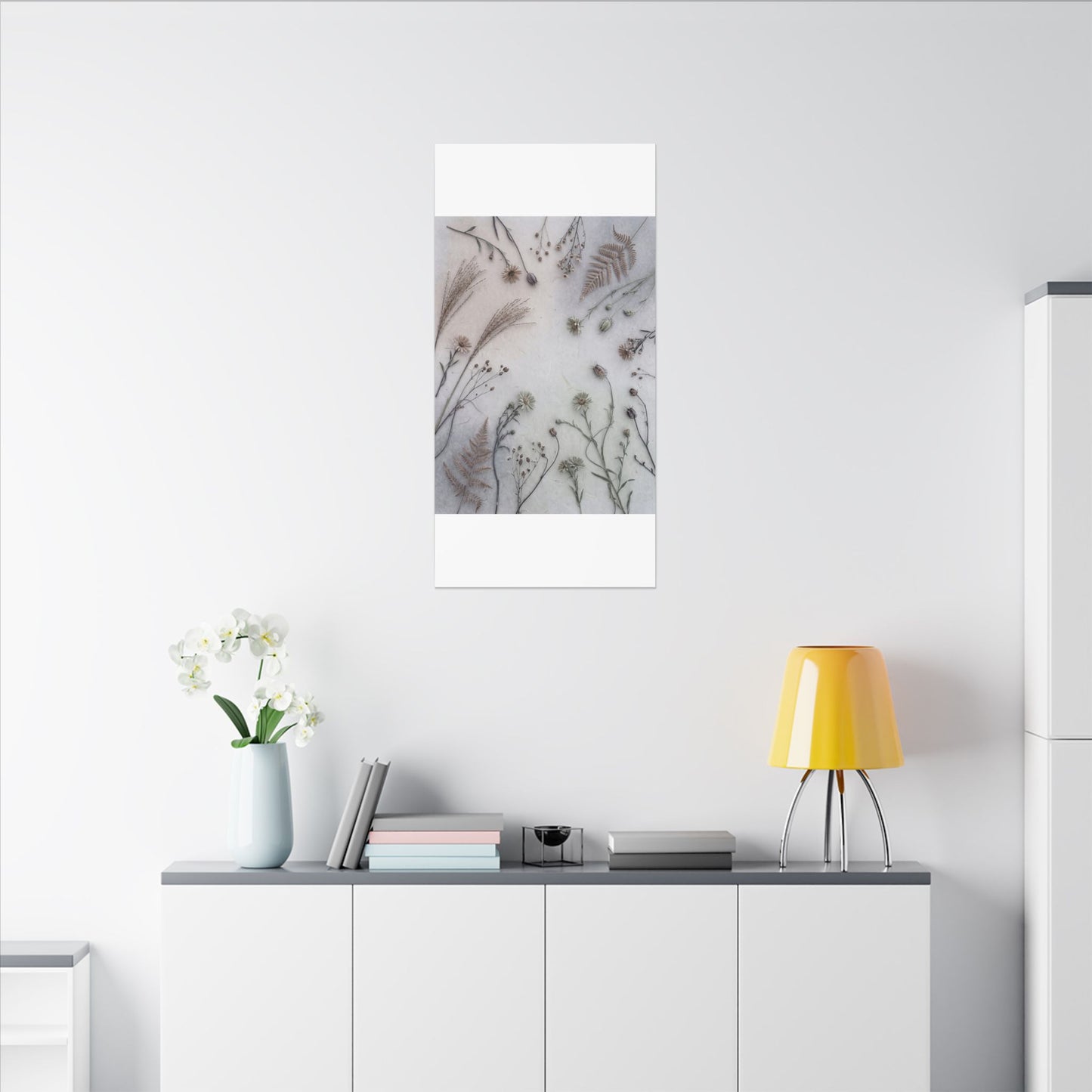 Dried Flowers Japanese Pattern Canvas Art | Elegant Japandi Art