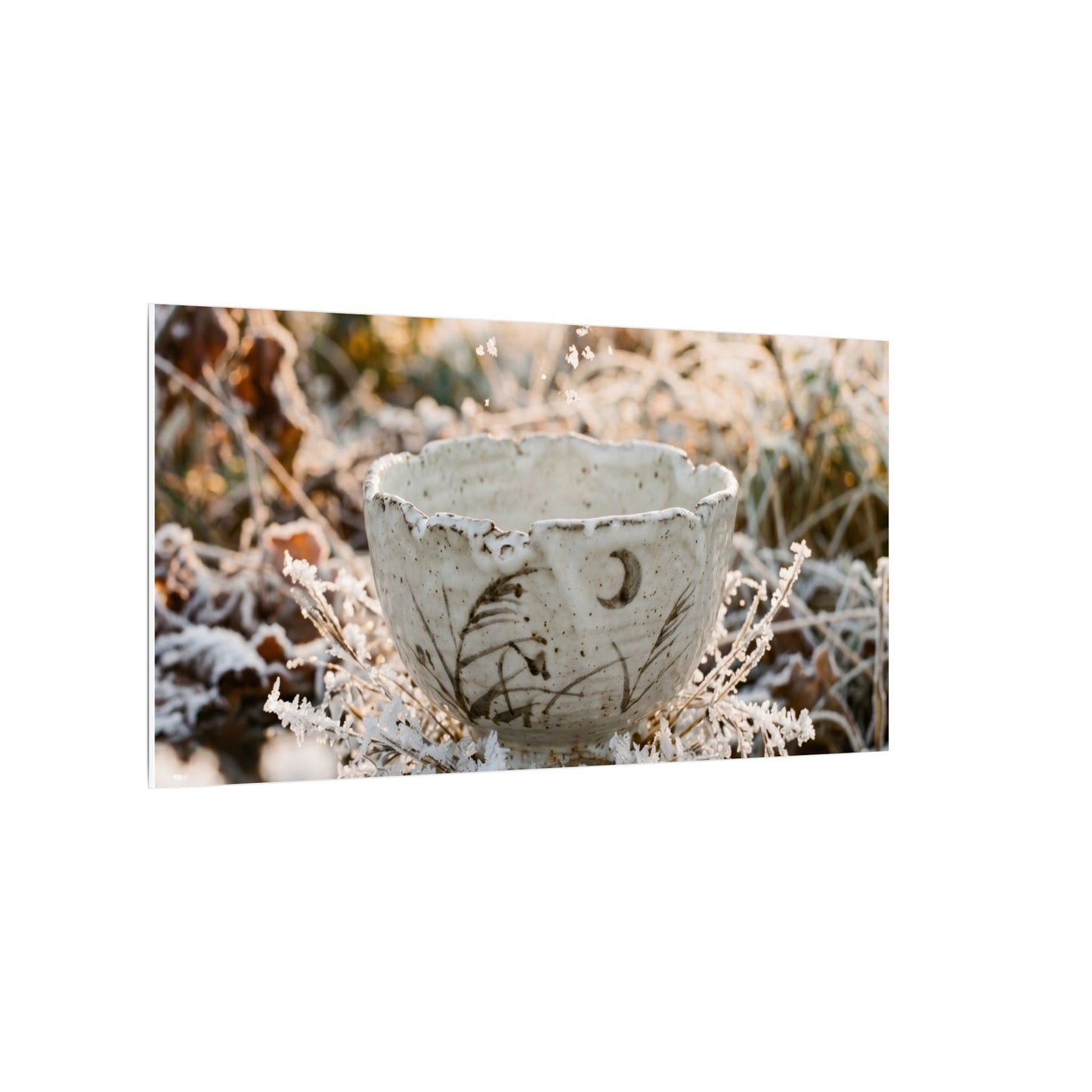 Japandi Ceramic Bowl in Golden Hour | Japanese Pattern Canvas Art
