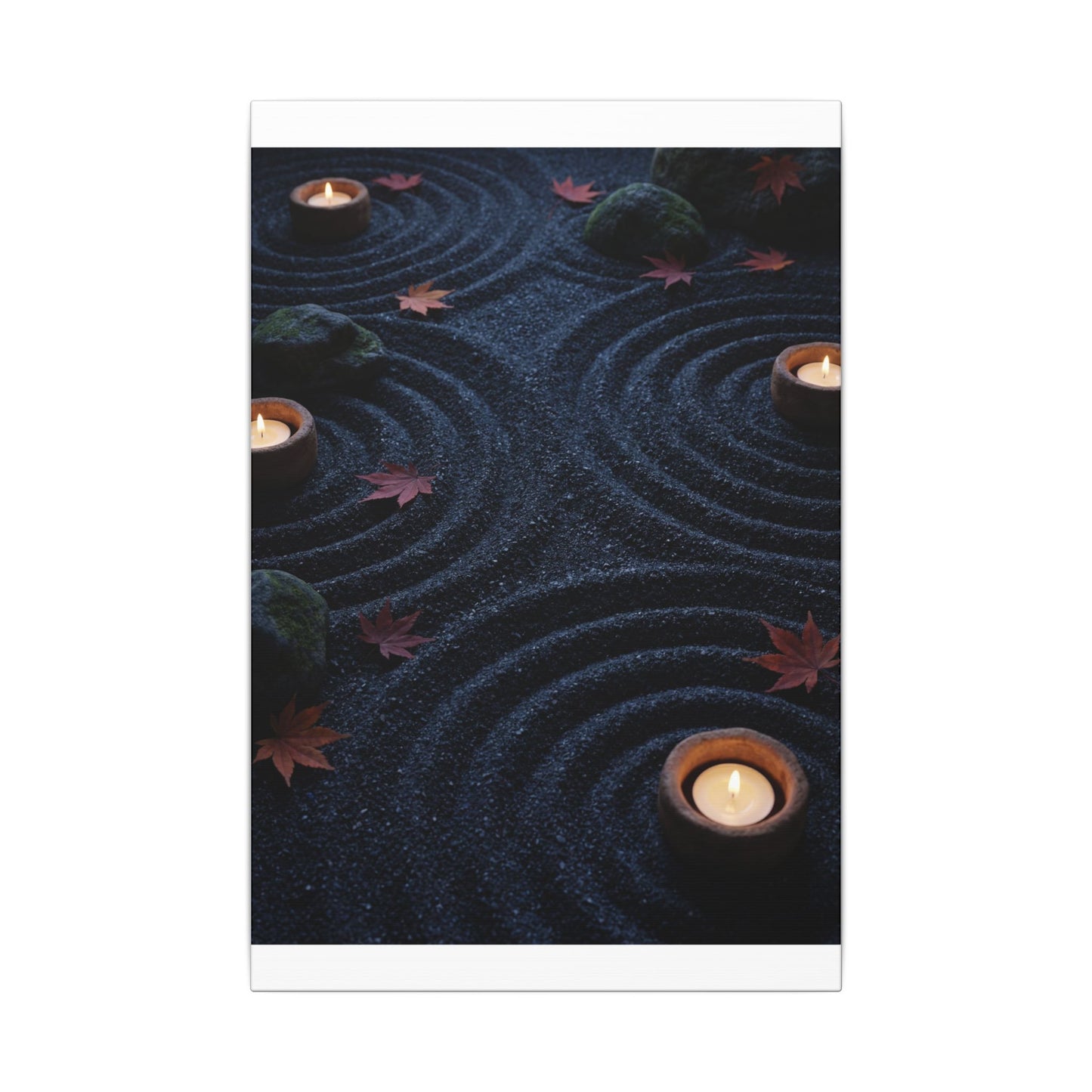 Seijaku Rock Garden Canvas Art - Dark Japandi Dark Texture