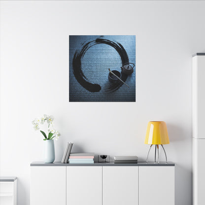 Winter Tea Ceremony Enso Canvas Art | Peaceful Decor