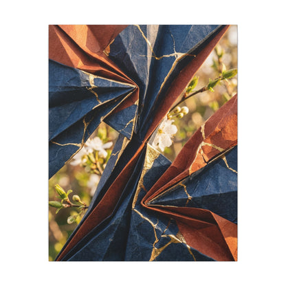Kintsugi Paper Fold in Golden Hour | Crackle Gold Canvas Art