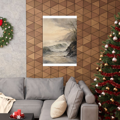 Warm Ocean Wave Wall Art Print - Watercolor Japandi