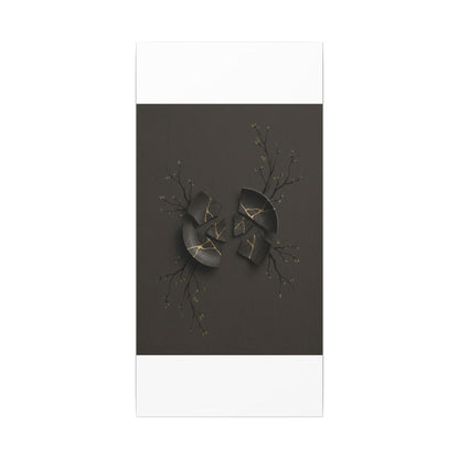Sophisticated Broken Pottery Canvas Art - Charcoal Ink Dark Japandi