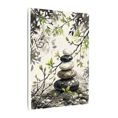 Spring River Stones Japanese Pattern Canvas Art | Elegant Decor