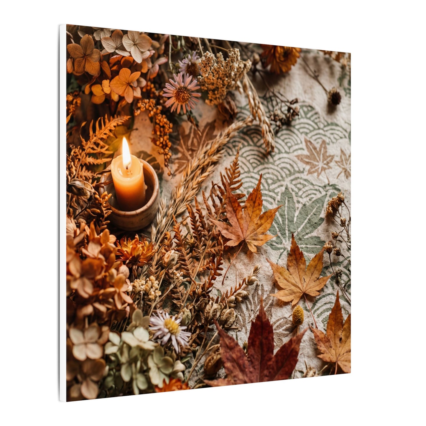 Candlelight Dried Flowers Canvas Art - Japandi Seijaku
