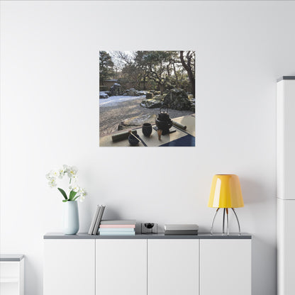 Winter Tea Ceremony Karesansui Canvas Art | Serene Decor
