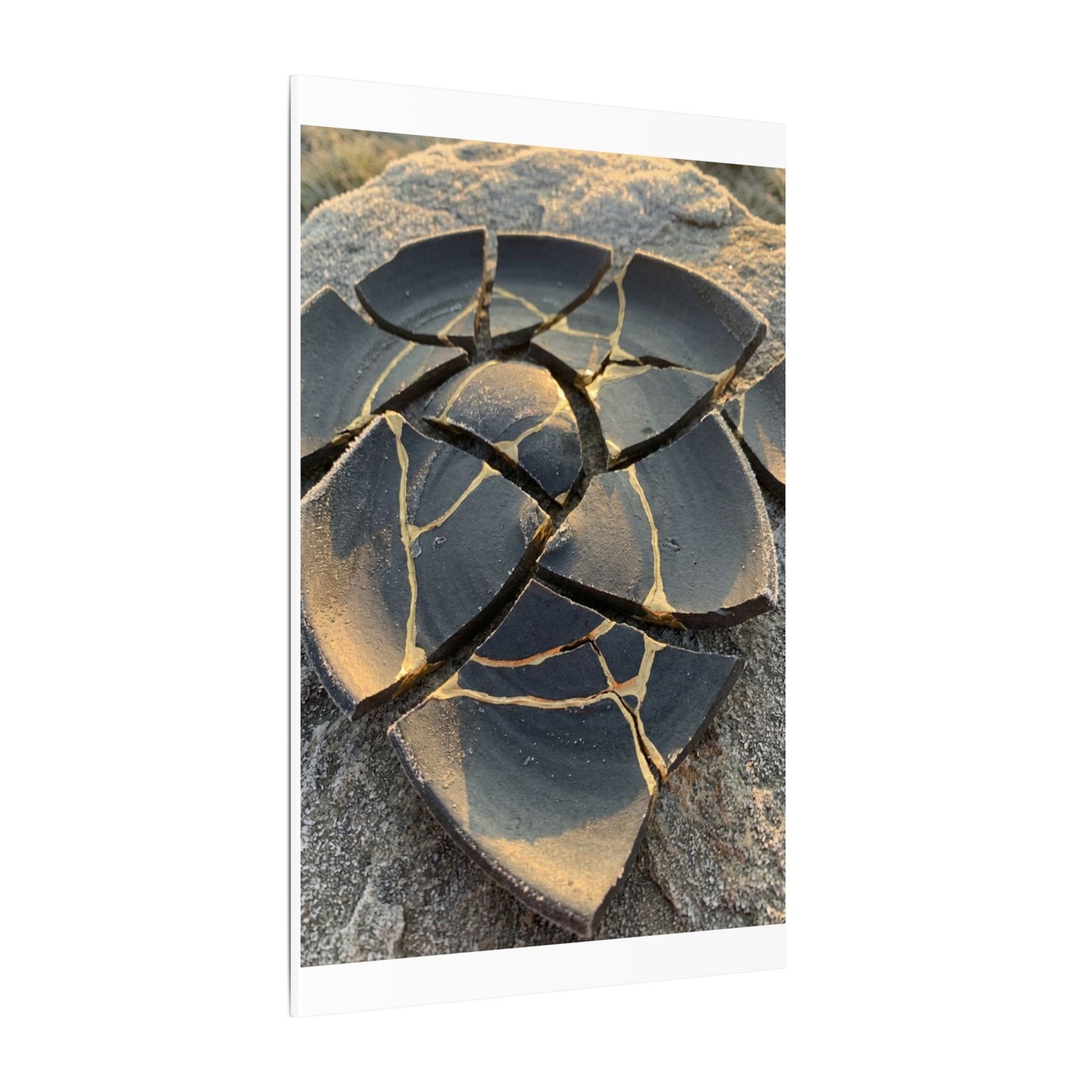 Broken Pottery Winter Canvas Art | Kintsugi Resilient Design
