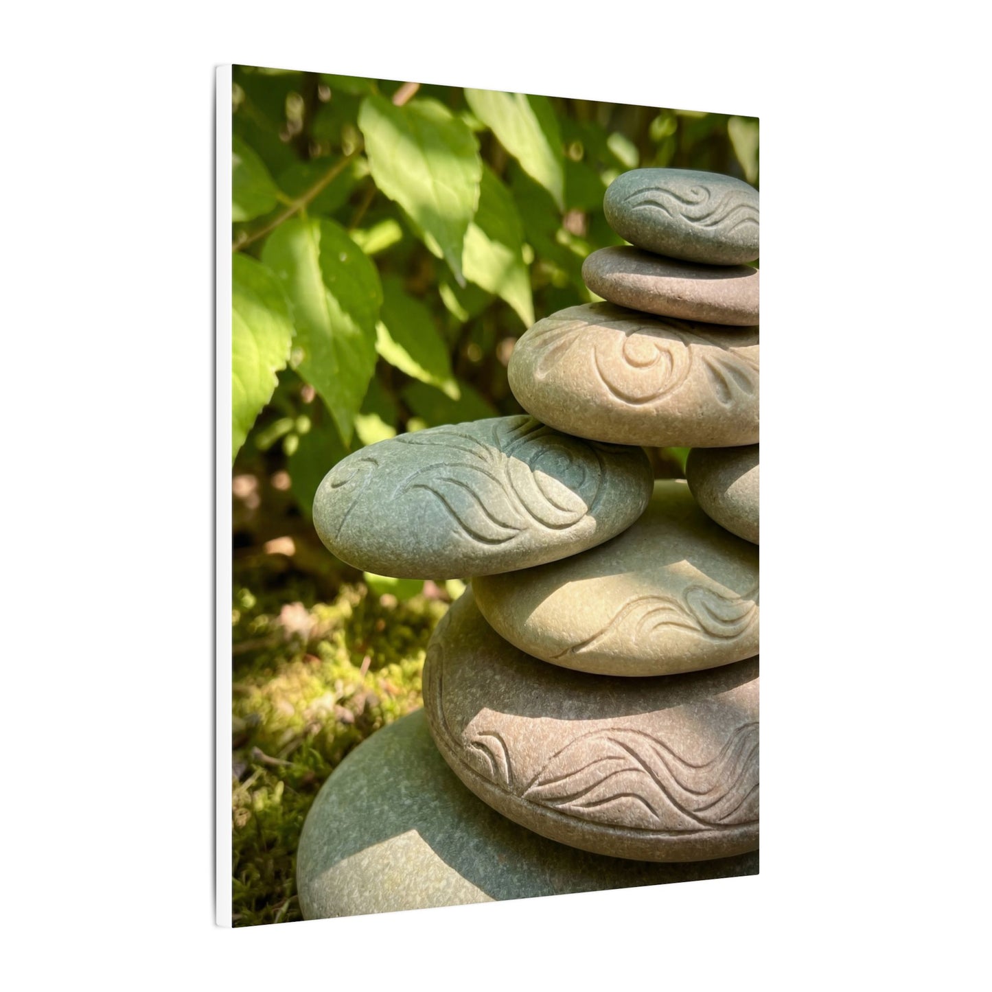 River Stones Summer Canvas Art | Japandi Earthy Design