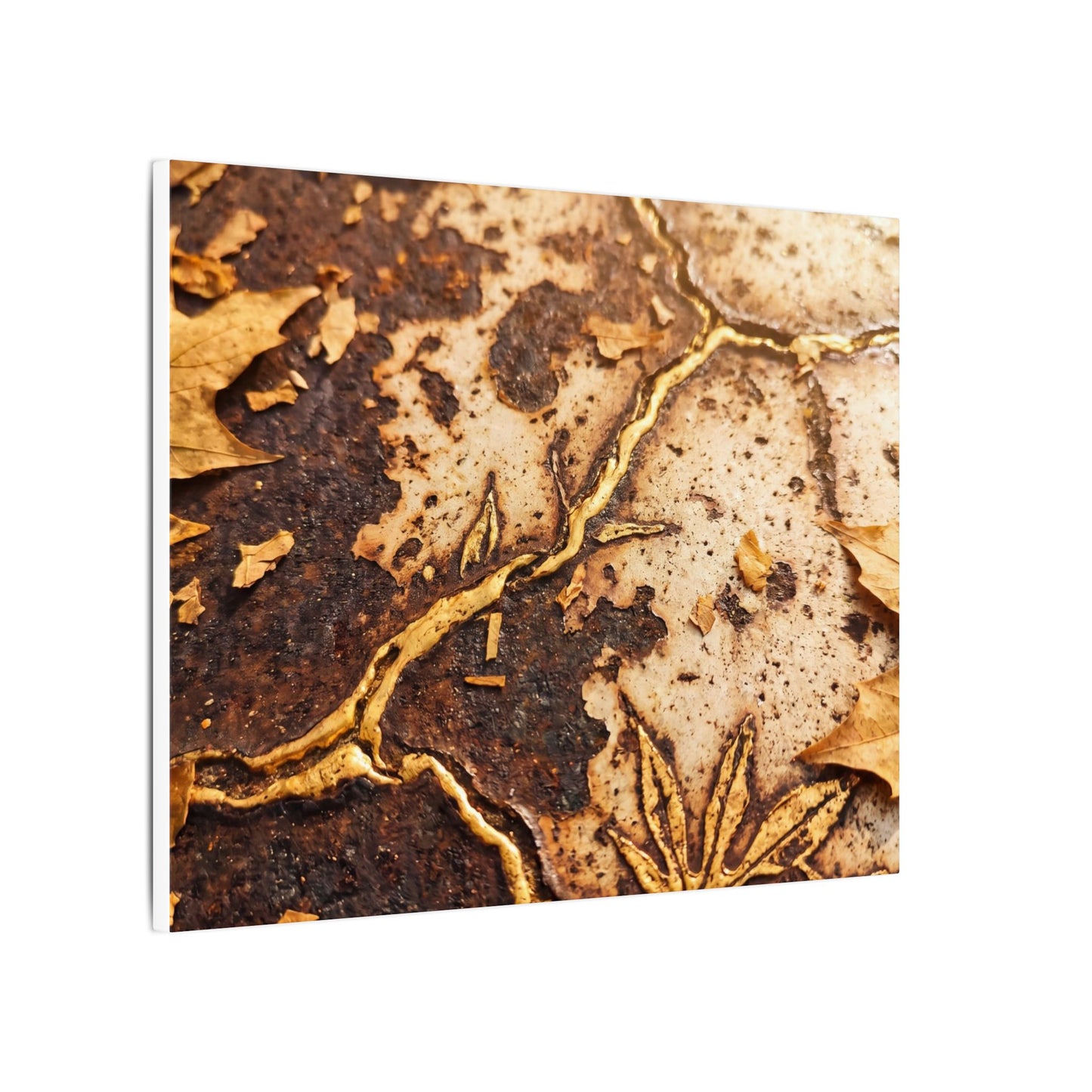 Kintsugi Rust Patina in Golden Hour | Gold Vein Canvas Art