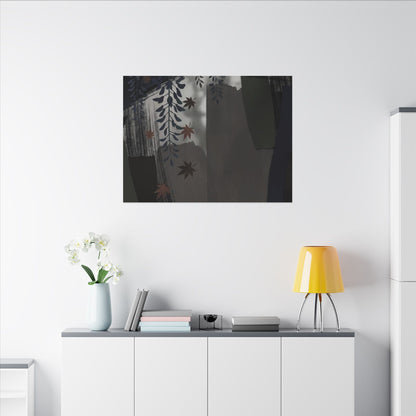 Wisteria Autumn Canvas Art | Dark Japandi Moody Design