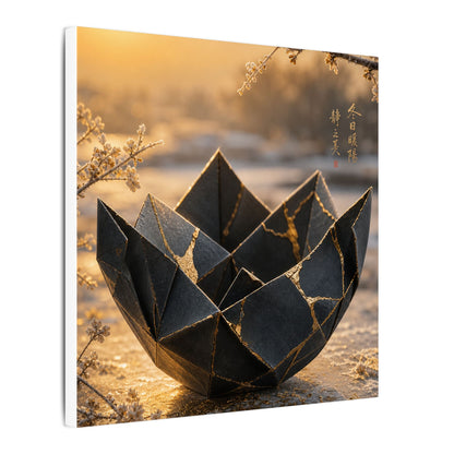 Kintsugi Paper Fold in Golden Hour | Gold Repair Canvas Art