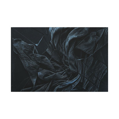 Dark Japandi Silk Drape in Moonlight | Moody Minimal Canvas Art