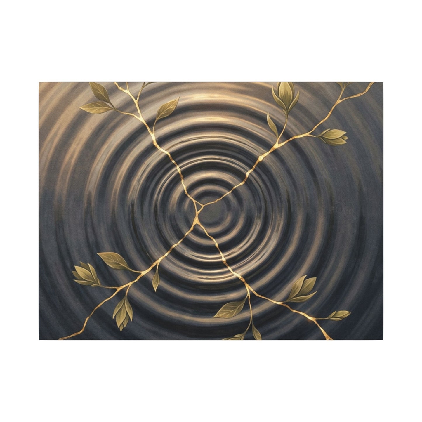 Kanso Water Ripple Canvas Art - Kintsugi Gold Vein