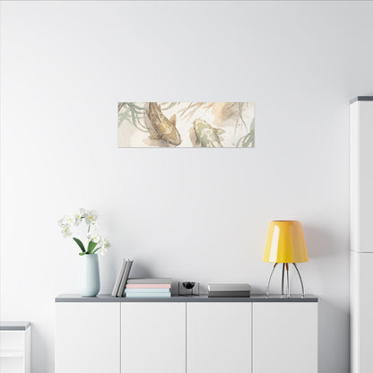 Koi Pond Canvas Art | Winter Japandi Watercolor Art