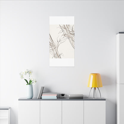 Neutral Shoji Screen Canvas Art - Minimal Line Japandi