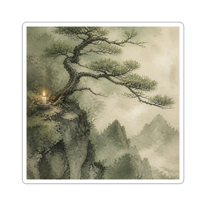 Pine Tree Watercolor Sticker | Neutral Japandi Art