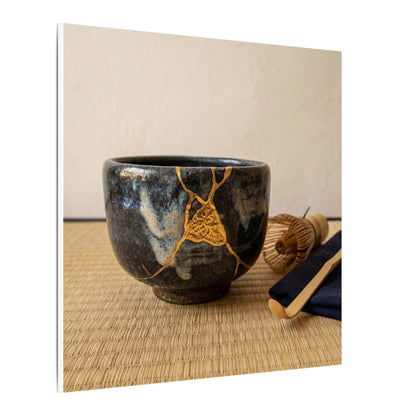 Kanso Tea Ceremony Canvas Art - Kintsugi Gold Vein