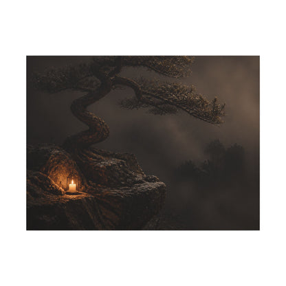 Pine Tree Shadow Zen Canvas Art | Luxurious Dark Japandi Art