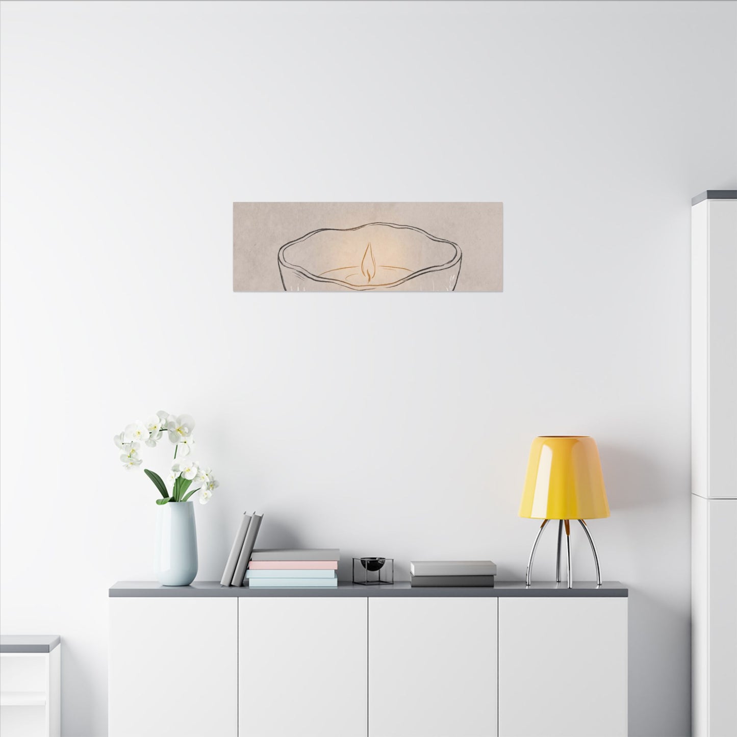 Ceramic Bowl Minimal Line Canvas Art | Neutral Japandi Art