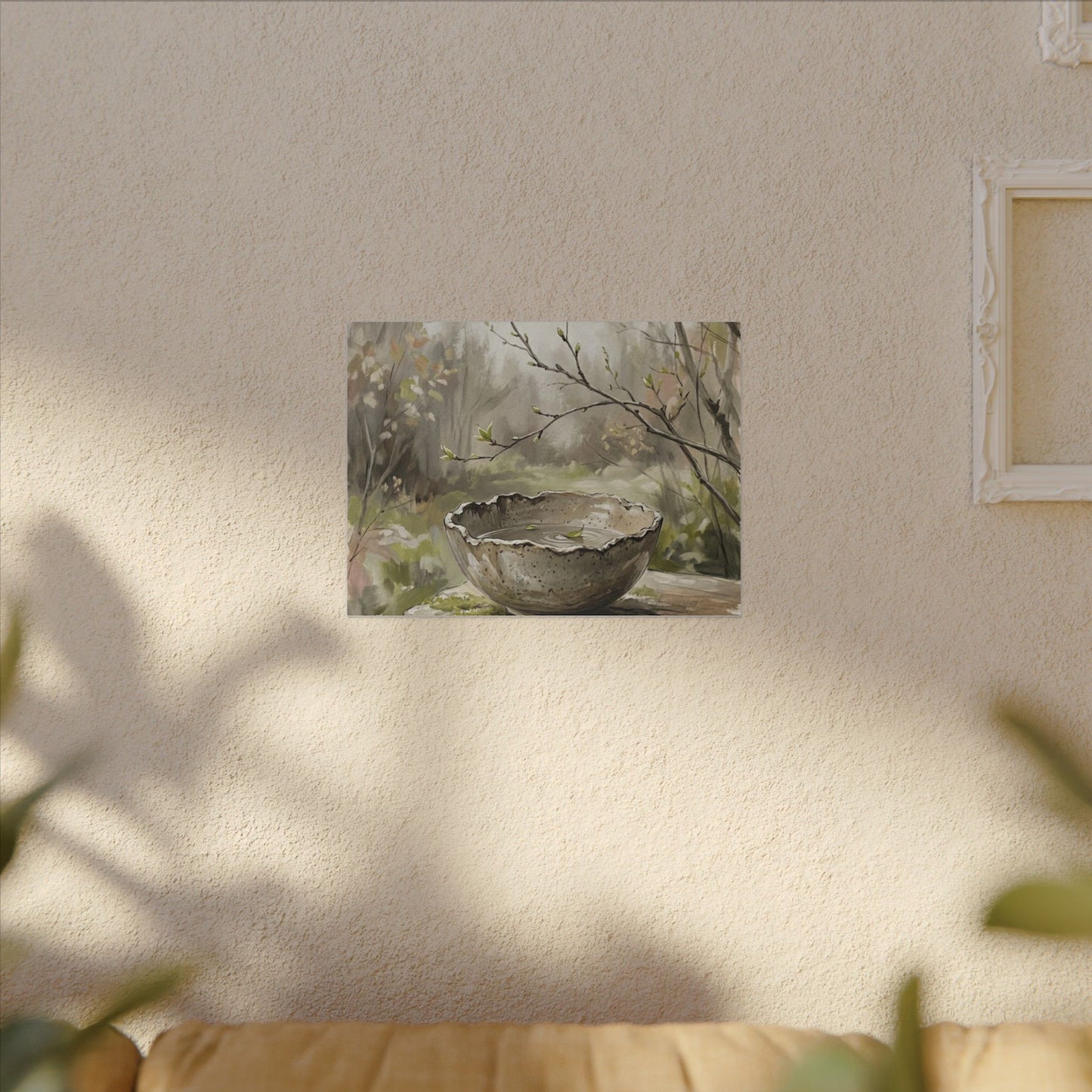Japandi Ceramic Bowl in Overcast | Minimal Line Canvas Art