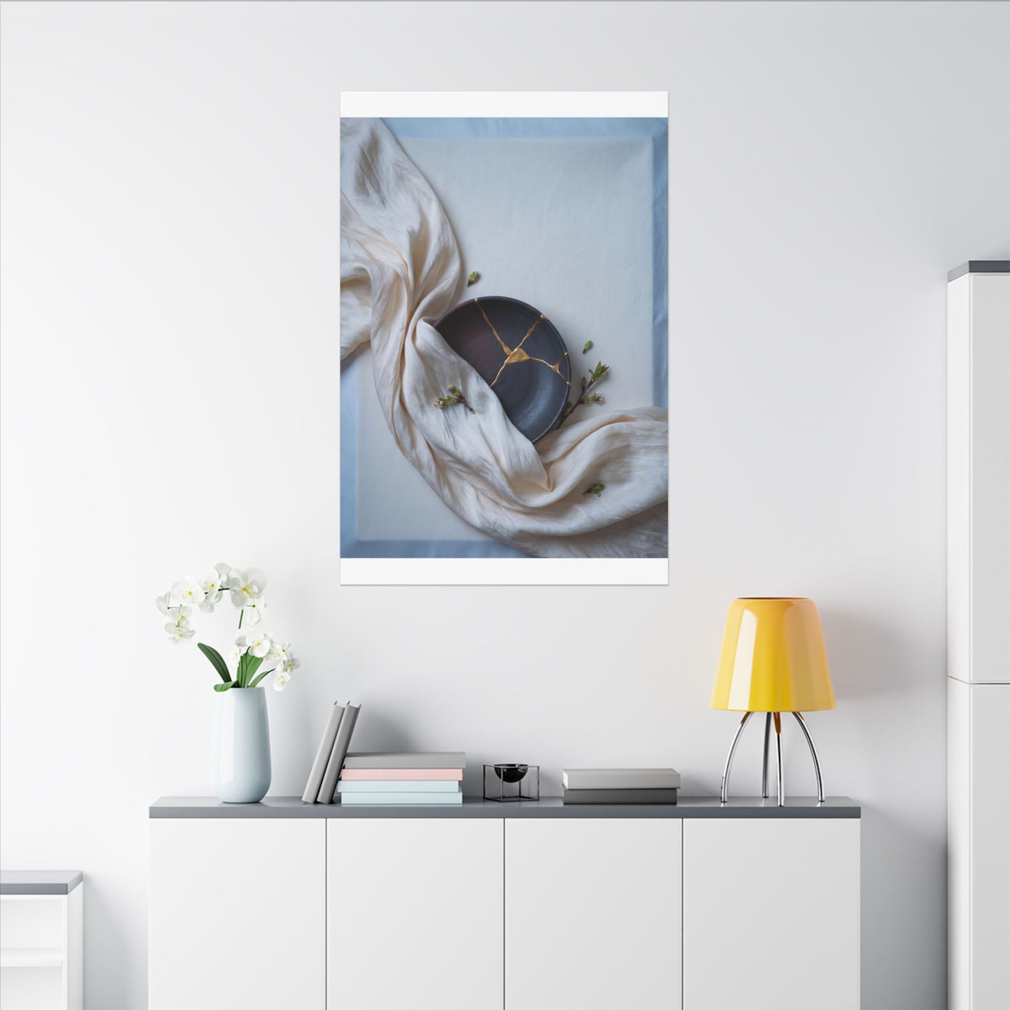 Ma Silk Drape Canvas Art - Kintsugi Gold Repair