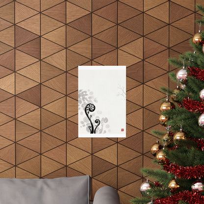 Winter Fern Unfurling Ukiyo E Inspired Wall Art Print | Serene Decor