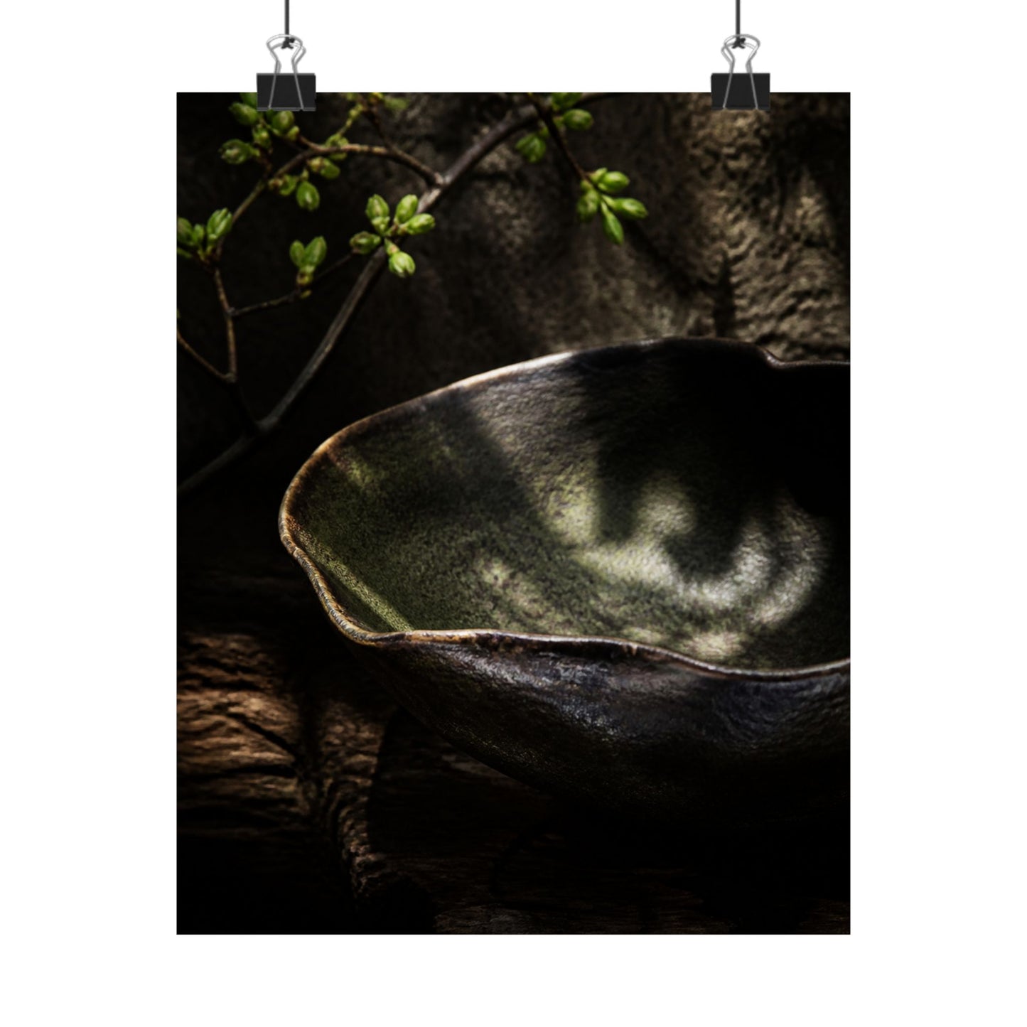 Dappled Ceramic Bowl Wall Art Print - Dark Japandi Fukinsei