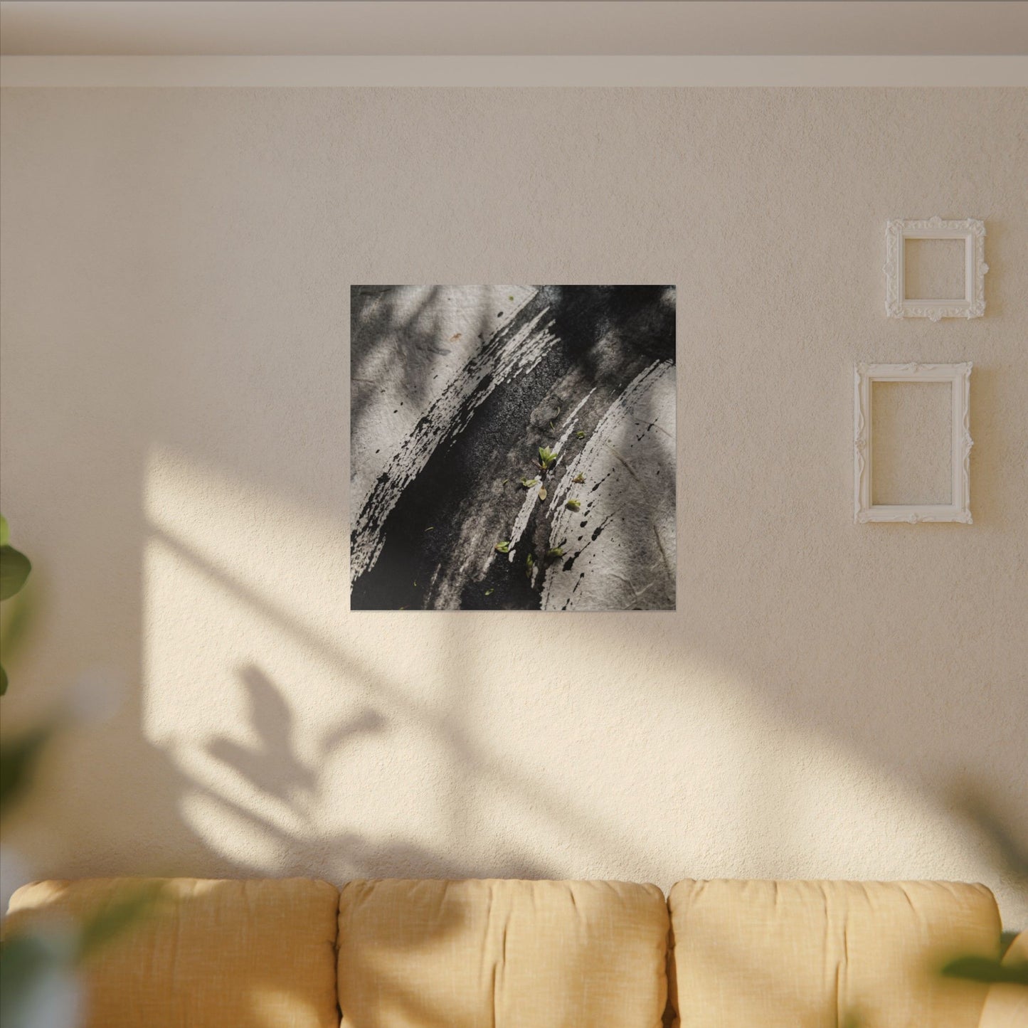 Ink Brushstroke Canvas Art | Spring Dark Japandi Moody Minimal Art