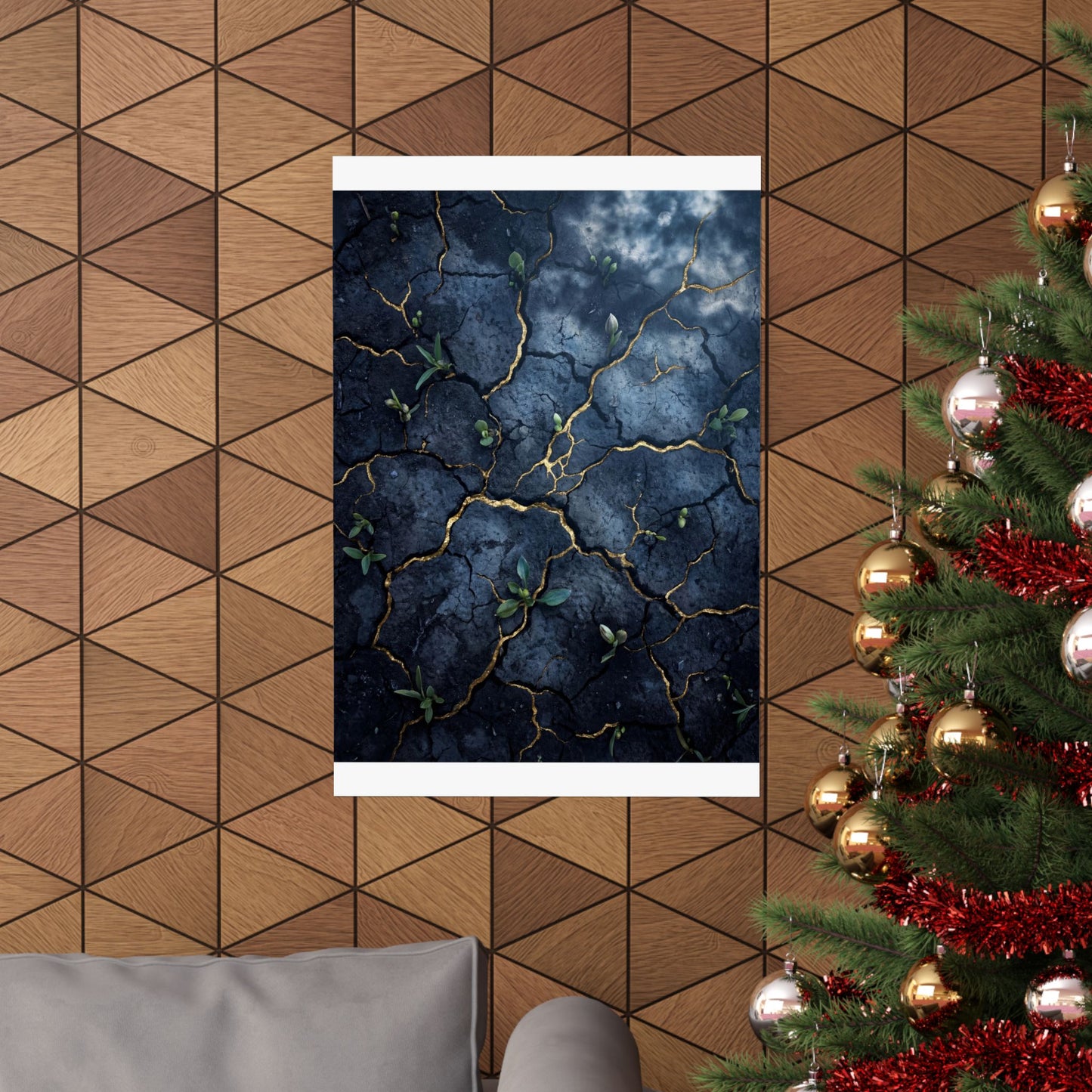 Shibui Cracked Earth Wall Art Print - Kintsugi Broken Beauty