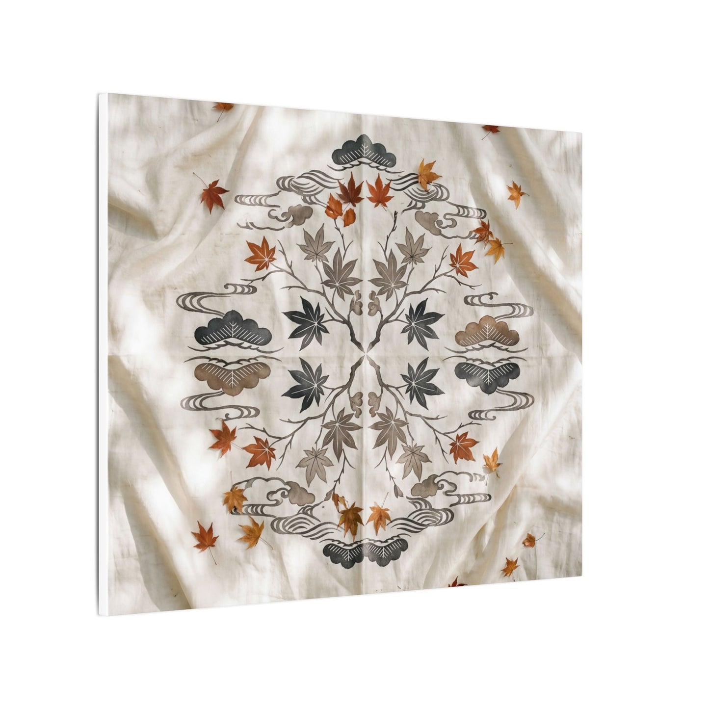Elegant Silk Drape Canvas Art - Japanese Pattern Japandi