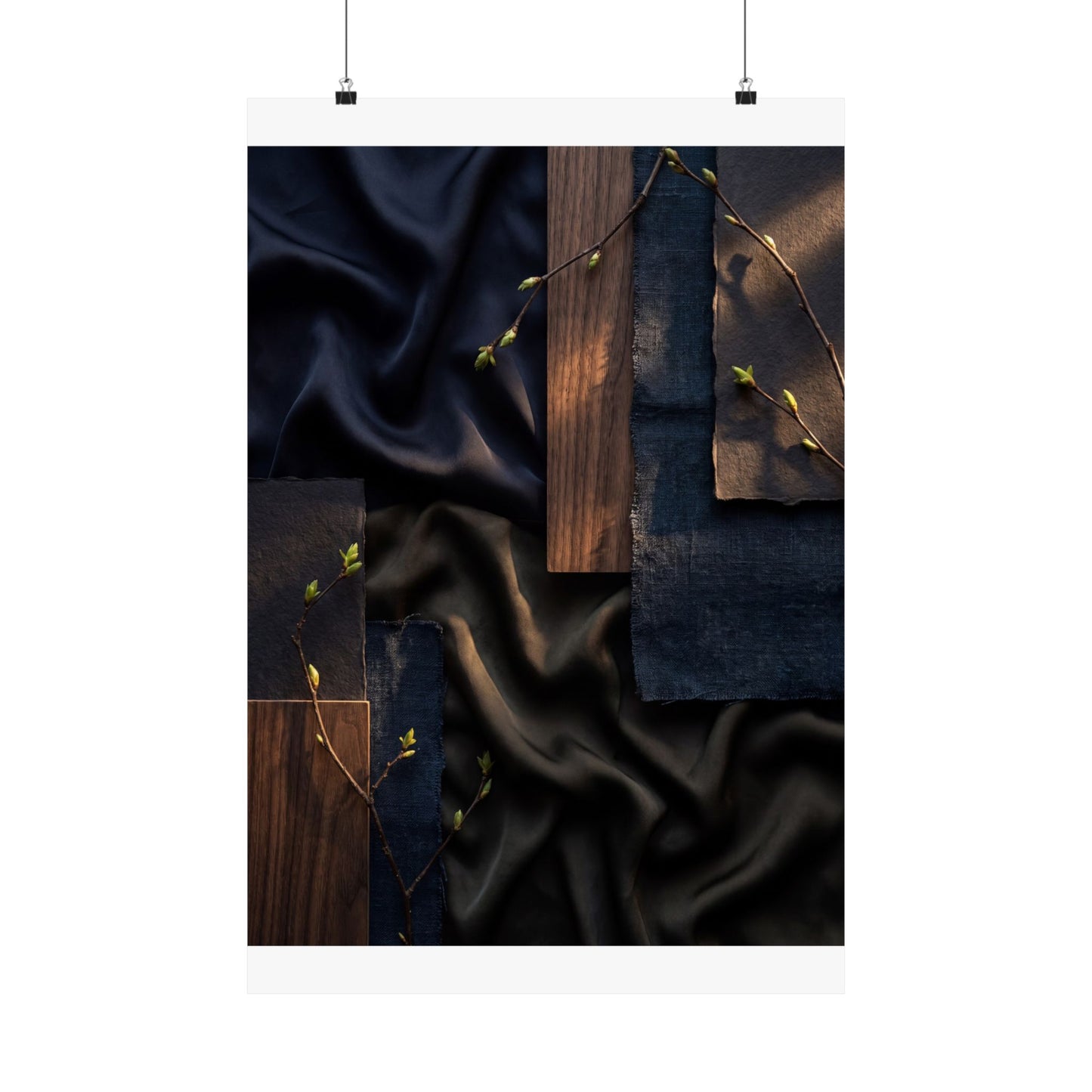 Silk Drape Wall Art Print | Spring Dark Japandi Dark Texture Art