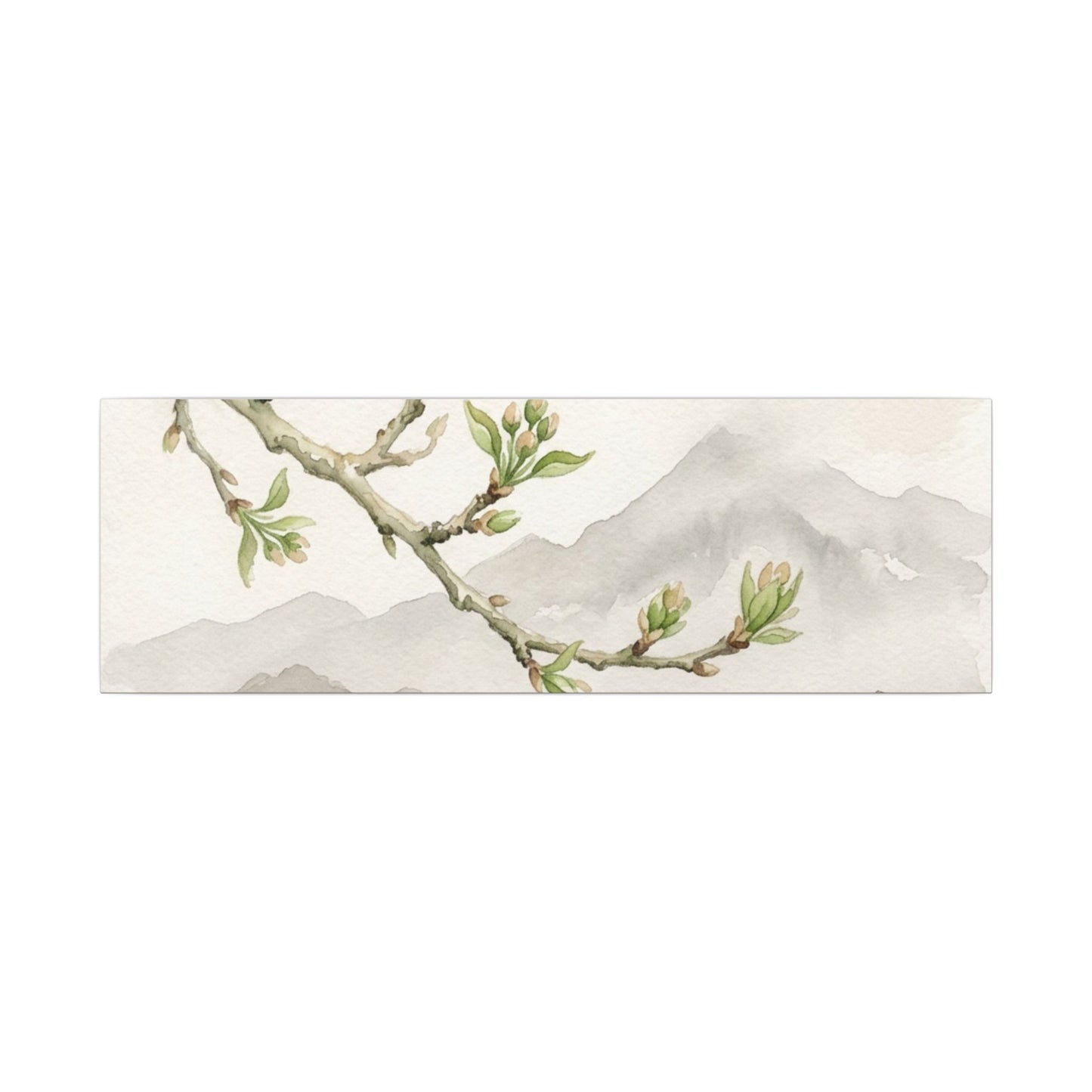 Spring Mountain Mist Watercolor Canvas Art | Cozy Decor