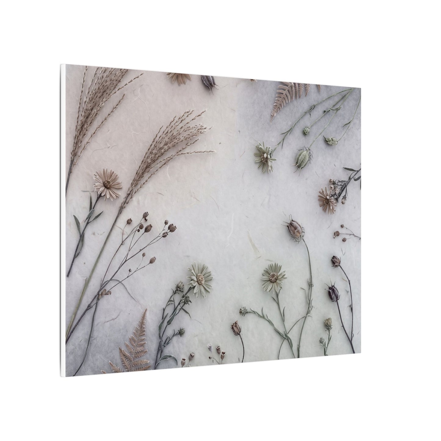 Dried Flowers Japanese Pattern Canvas Art | Elegant Japandi Art