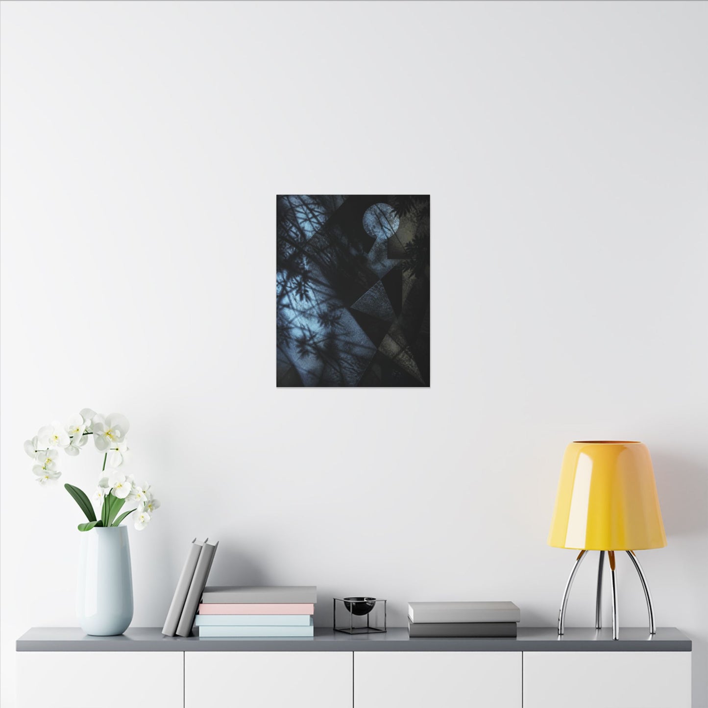 Shadow Play Winter Canvas Art | Dark Japandi Luxurious Design