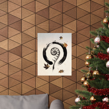 Autumn Fern Unfurling Enso Wall Art Print | Peaceful Decor